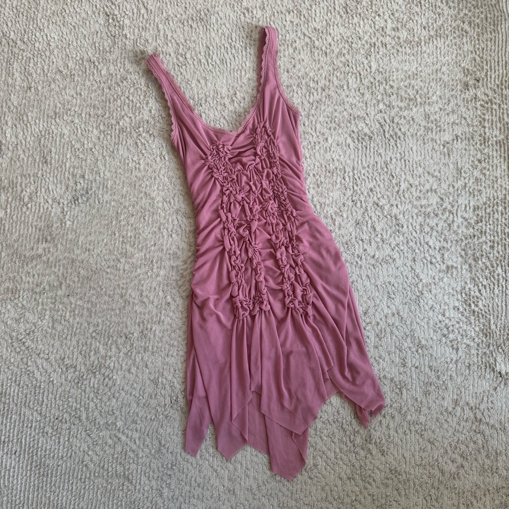 Zara Mauve Lace-Trimmed Mini Dress or Top